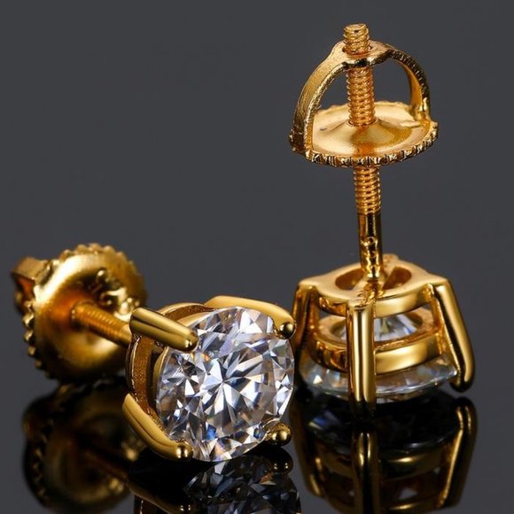 Certified 8ct. t.w. Moissanite Diamond Round Stud Earrings NEW - Picture 2 of 9